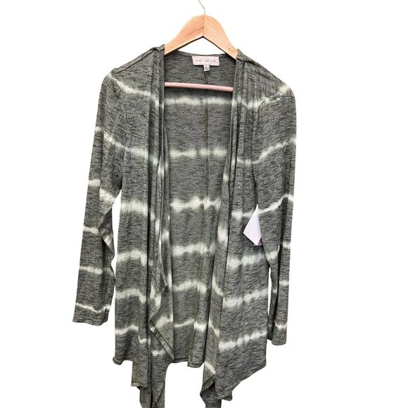 Live & Let Live One World Tie-Dye Open Front Cardigan Green/White Large - Picture 1 of 7